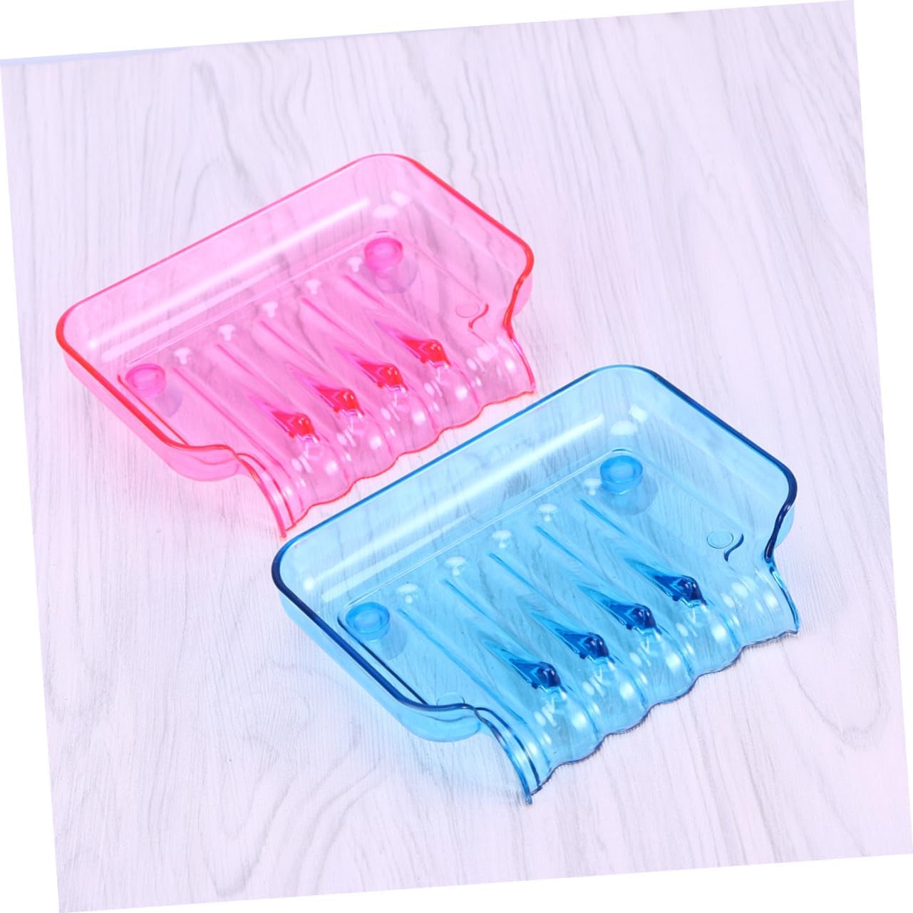Amosfun Clear Soap Dish with 2 Suckers for Bathroom Wall Mount