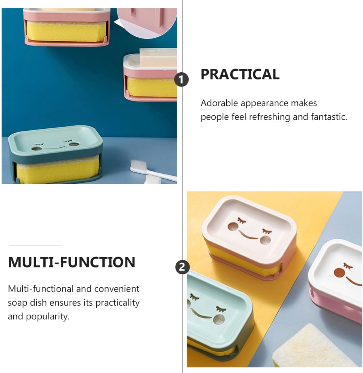 LAPYAPPE Double Layer Wall Mounted Soap Box with Sponge Brush