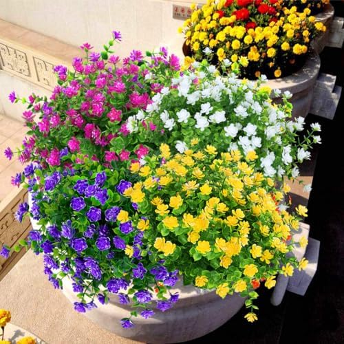 KLEMOO 8 Bundles UV Resistant Artificial Boxwood Shrubs