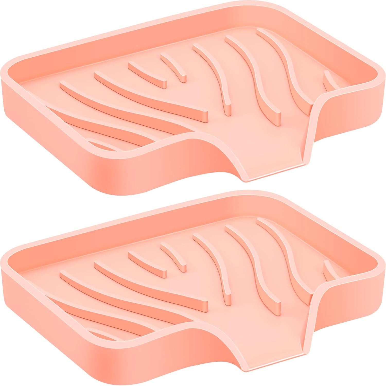 Spofit 2PCS Self Draining Soap Holder with Non-Slip Design Pink