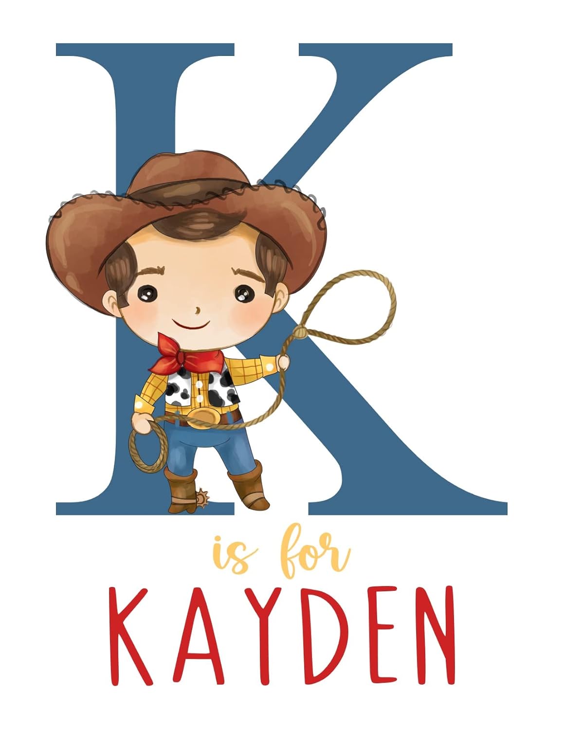 Watercolor Woody Toy Story Personalized Print 1