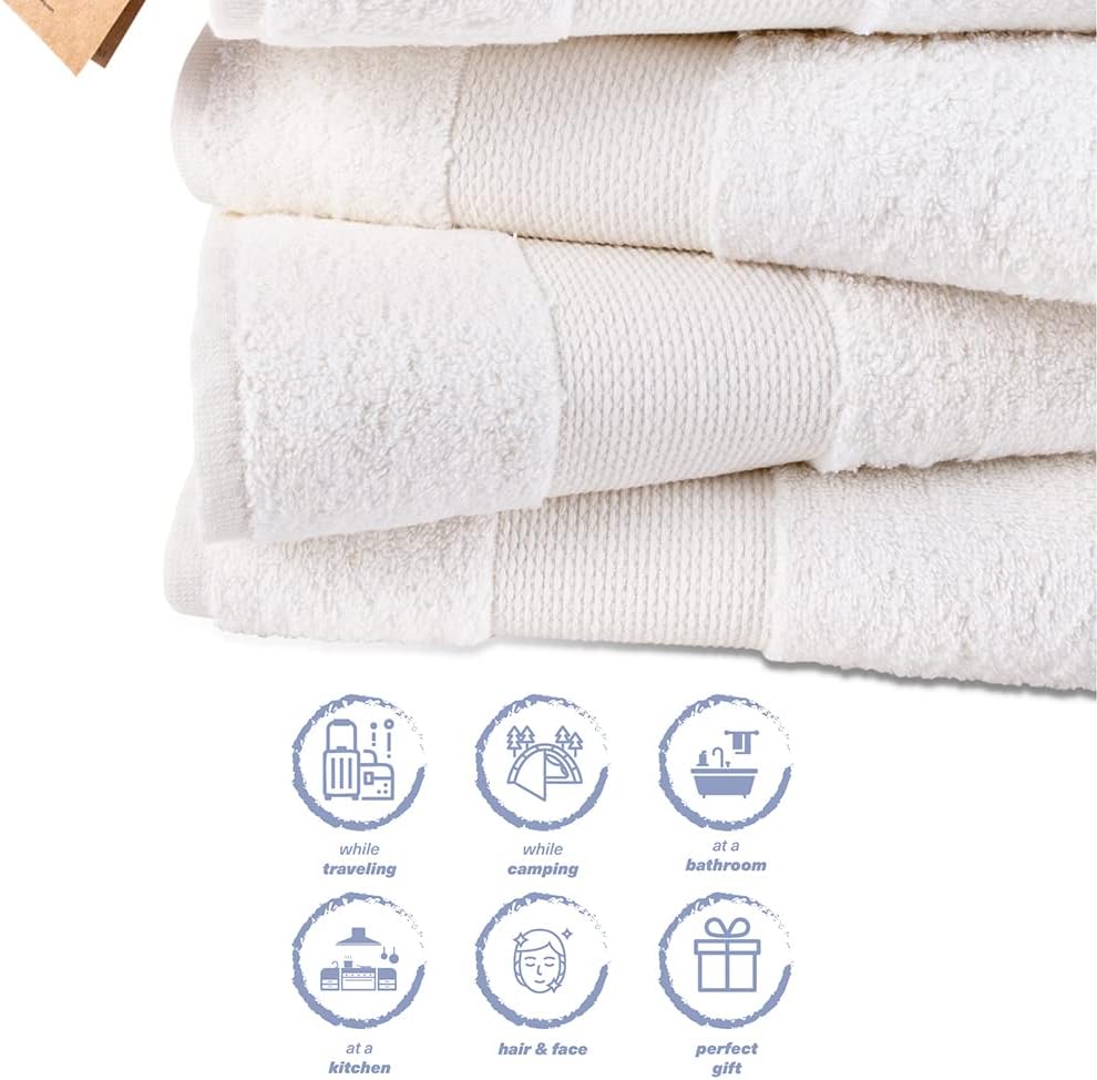 Hencely Premium Bath Towel Set of 4 28x58 Inches