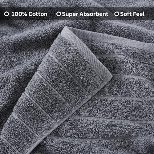 Casa Platino 100 Cotton 2 Pack Bath Towels Set - Cool Grey