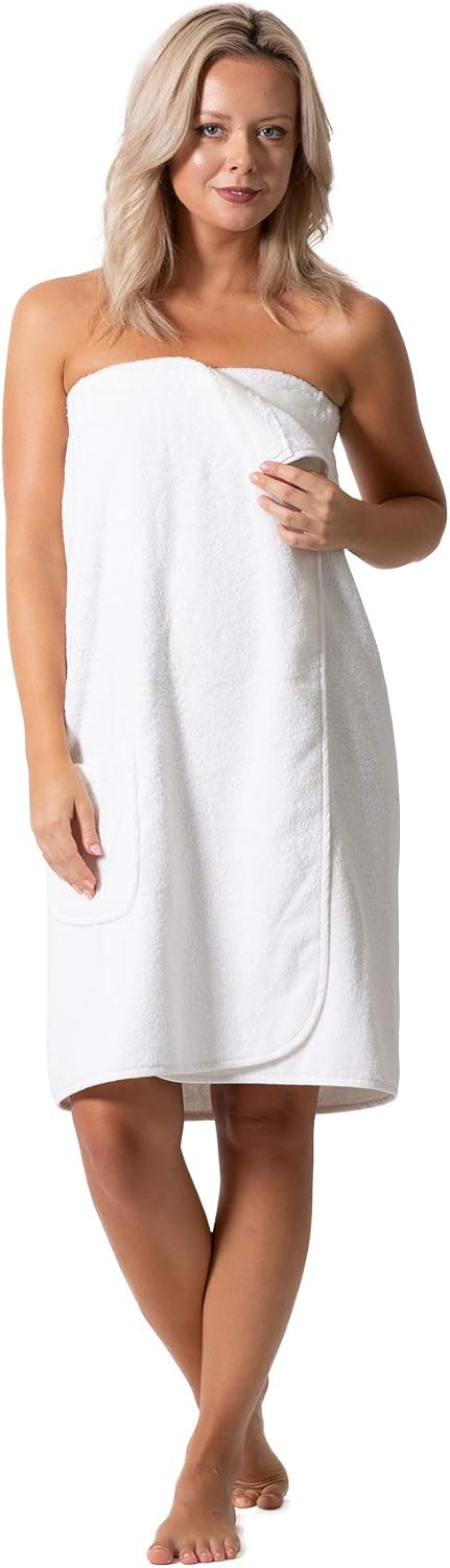 Robe Direct Womens Terry Cloth Spa Towel Wrap with Adjustable Closure
