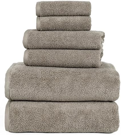 6PC Towel Set - Premium Cotton Bath Towels in Taupe