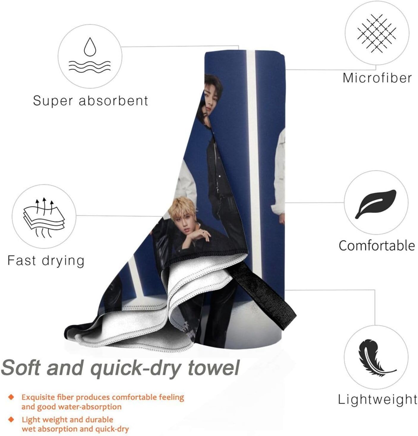 Stray Music Kids Microfiber Bath Towel - Lightweight Thin 315x63 Inch