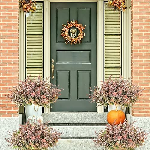 TOCHGREEN 8 Bundle Artificial Fall Eucalyptus Leaves Plants