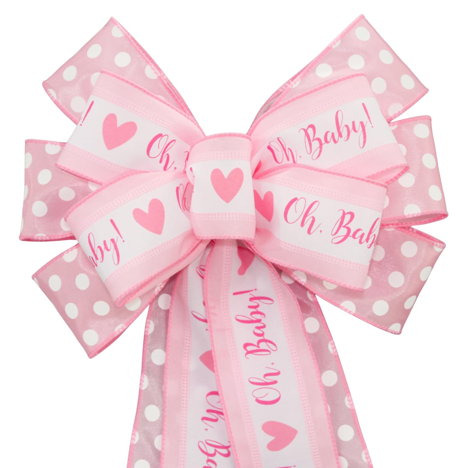 Oh Baby Pink Dot Baby Girl Shower Bow 1