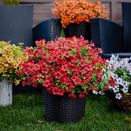 AXYLEX 16-Bundle Artificial Flowers for Outdoor Decor