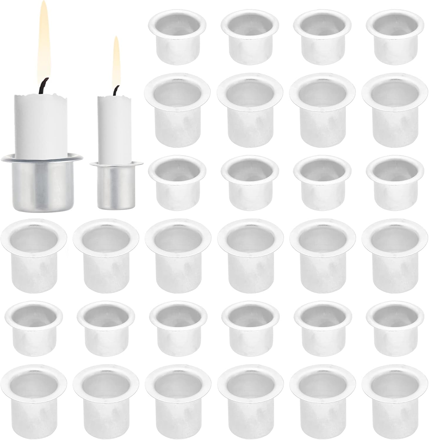 PH PandaHall 40pcs Mini Metal Candle Inserts Holders