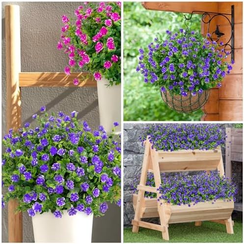Bassion 20 Packs UV Resistant Artificial Eucalyptus Flowers