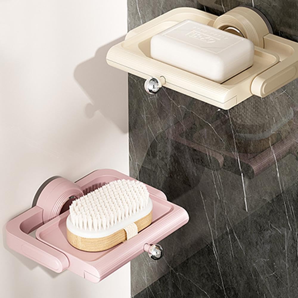 Rotating Suction Soap Holder 360 Rotate Space-Saving Drainage Pink