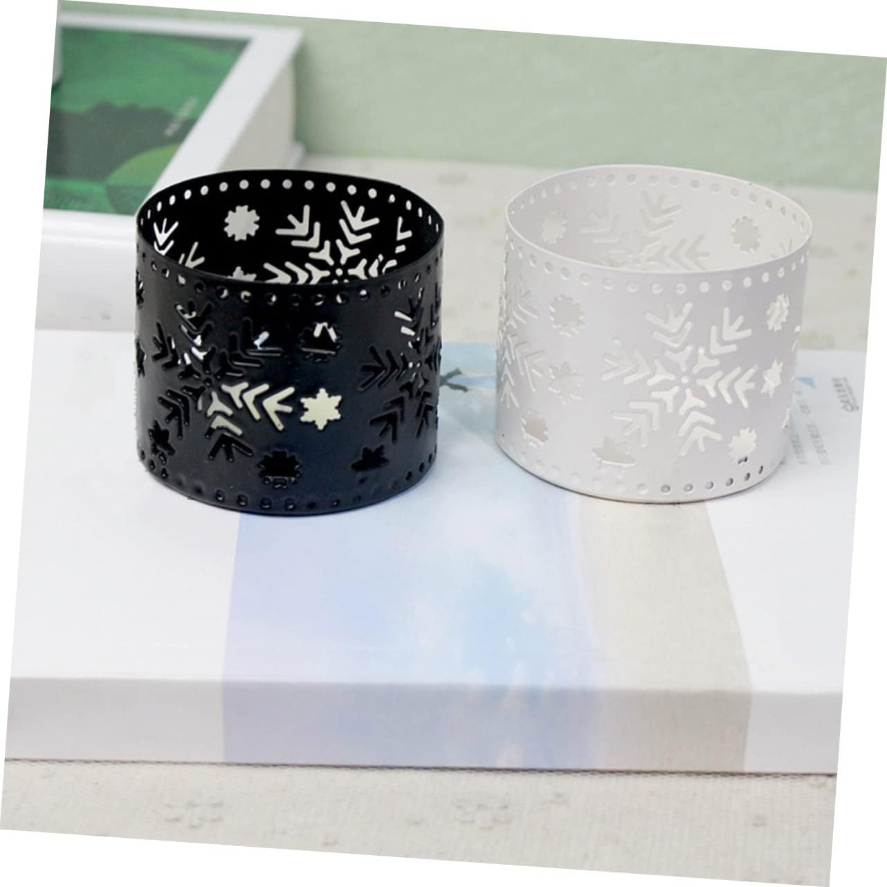 Unique Iron Christmas Candle Holder with Snowflake Pattern