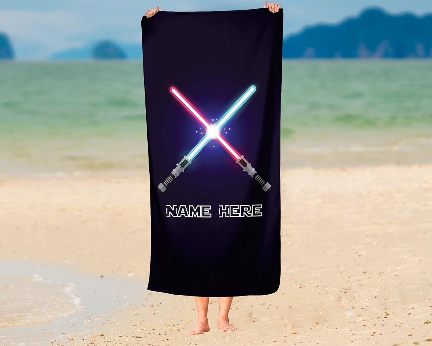 Personalized Lightsaber Towel for Kids - Custom 60x30 Bath Towel