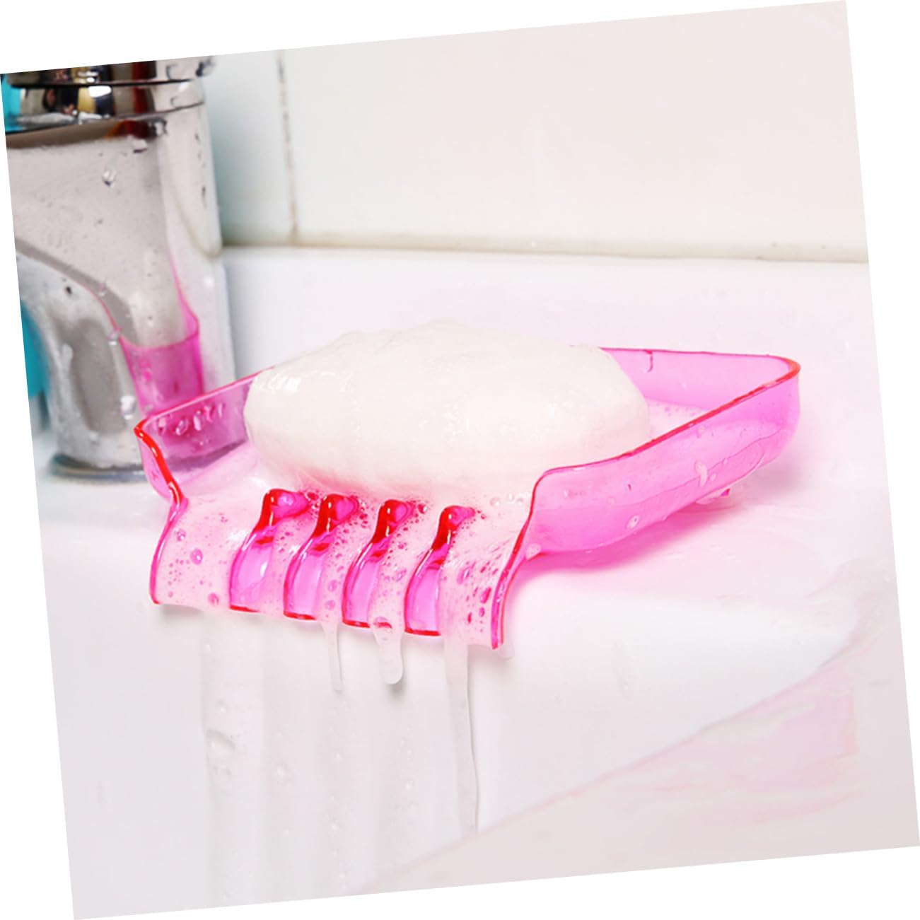 Modern Red Suction Soap Dish for Shower Wall Mount