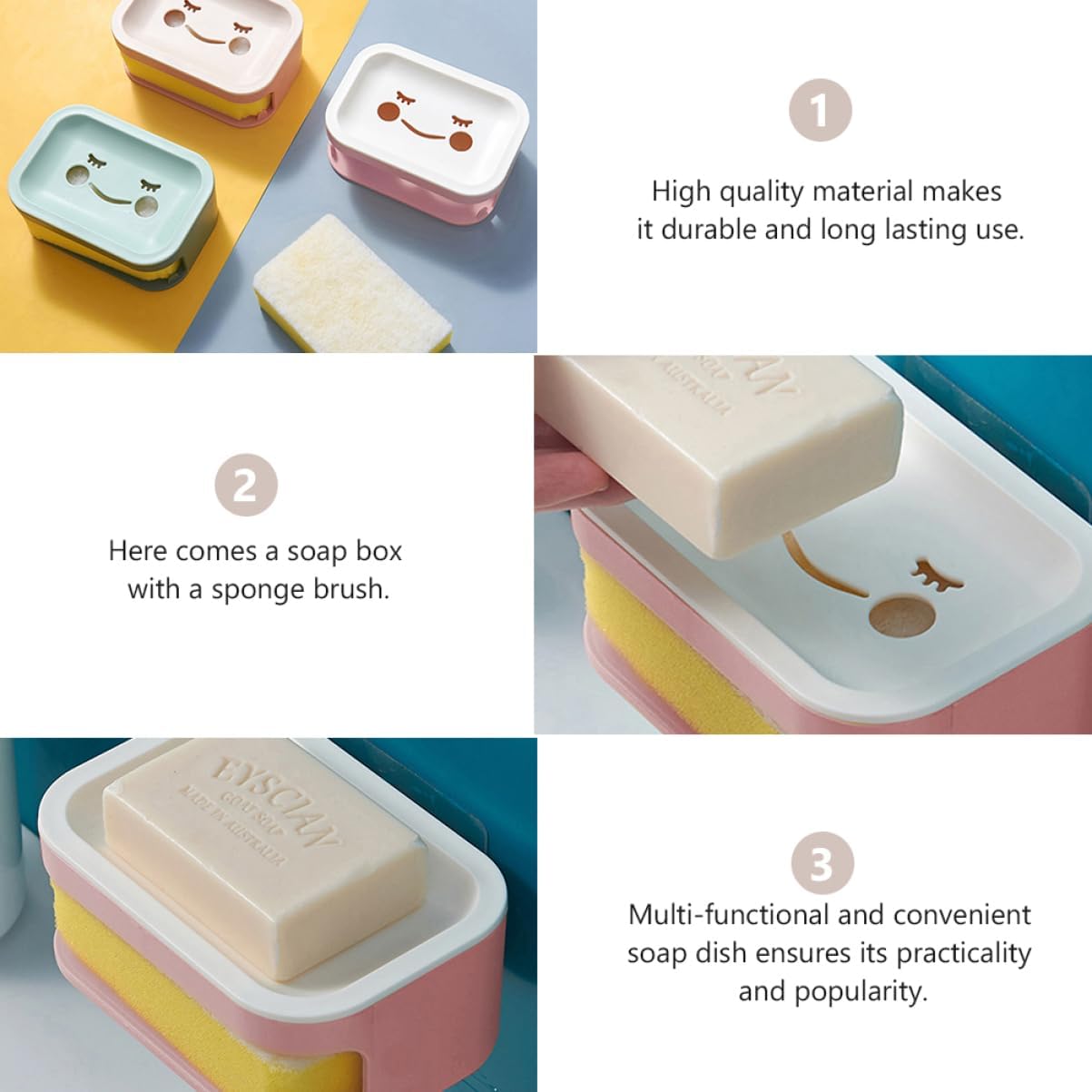 LAPYAPPE Double Layer Wall Mounted Soap Box with Sponge Brush