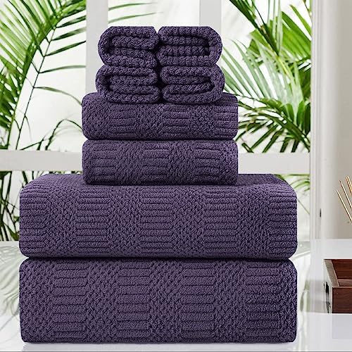Oliven 8 Piece Oversized Purple Bath Towel Set