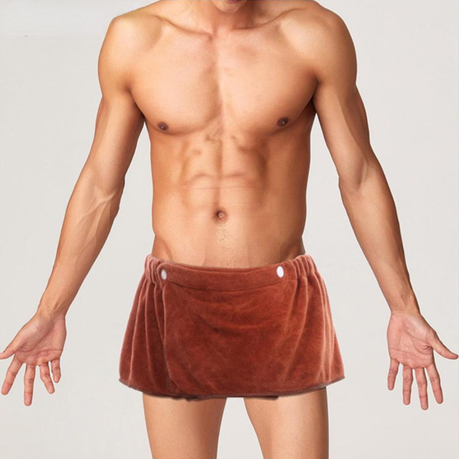 Men Boys Adjustable Microfiber Bath Towel Wrap Brown