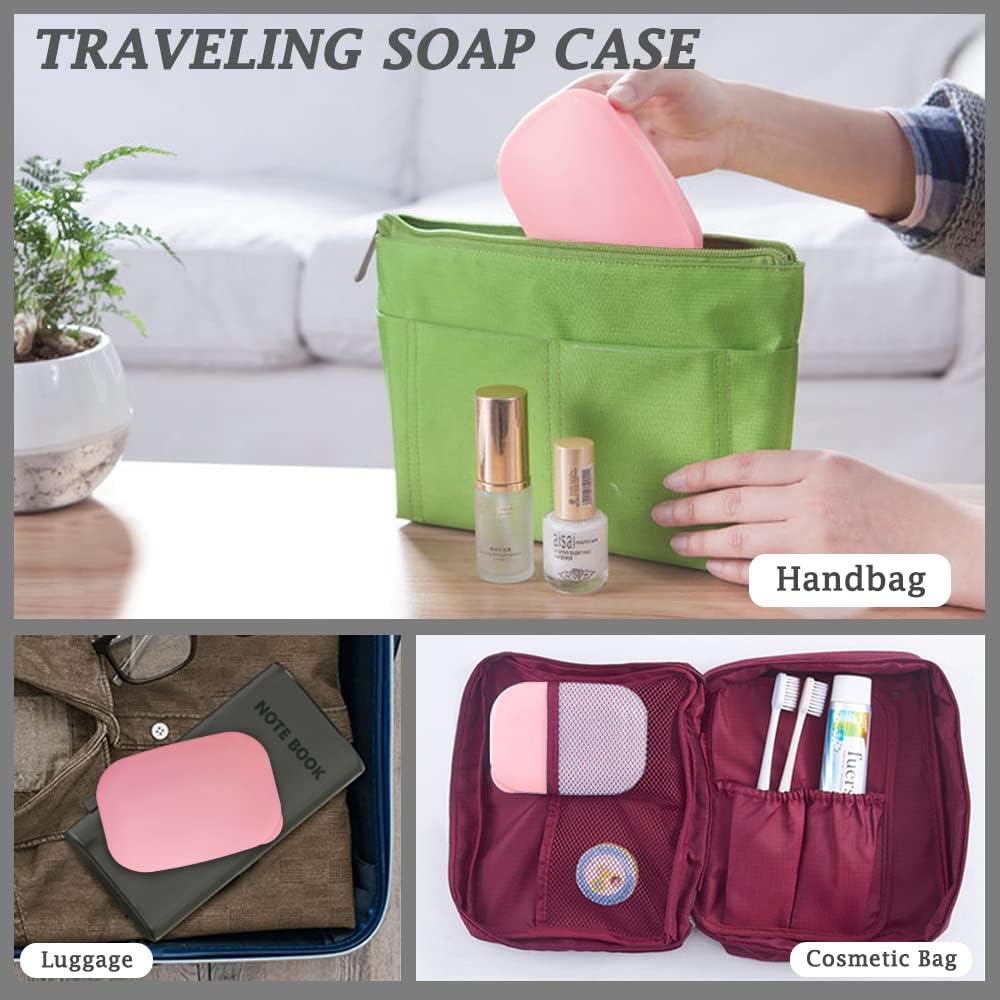 Traveling Soap Holder with Leak-Proof Lid and Drainage Layer Pink