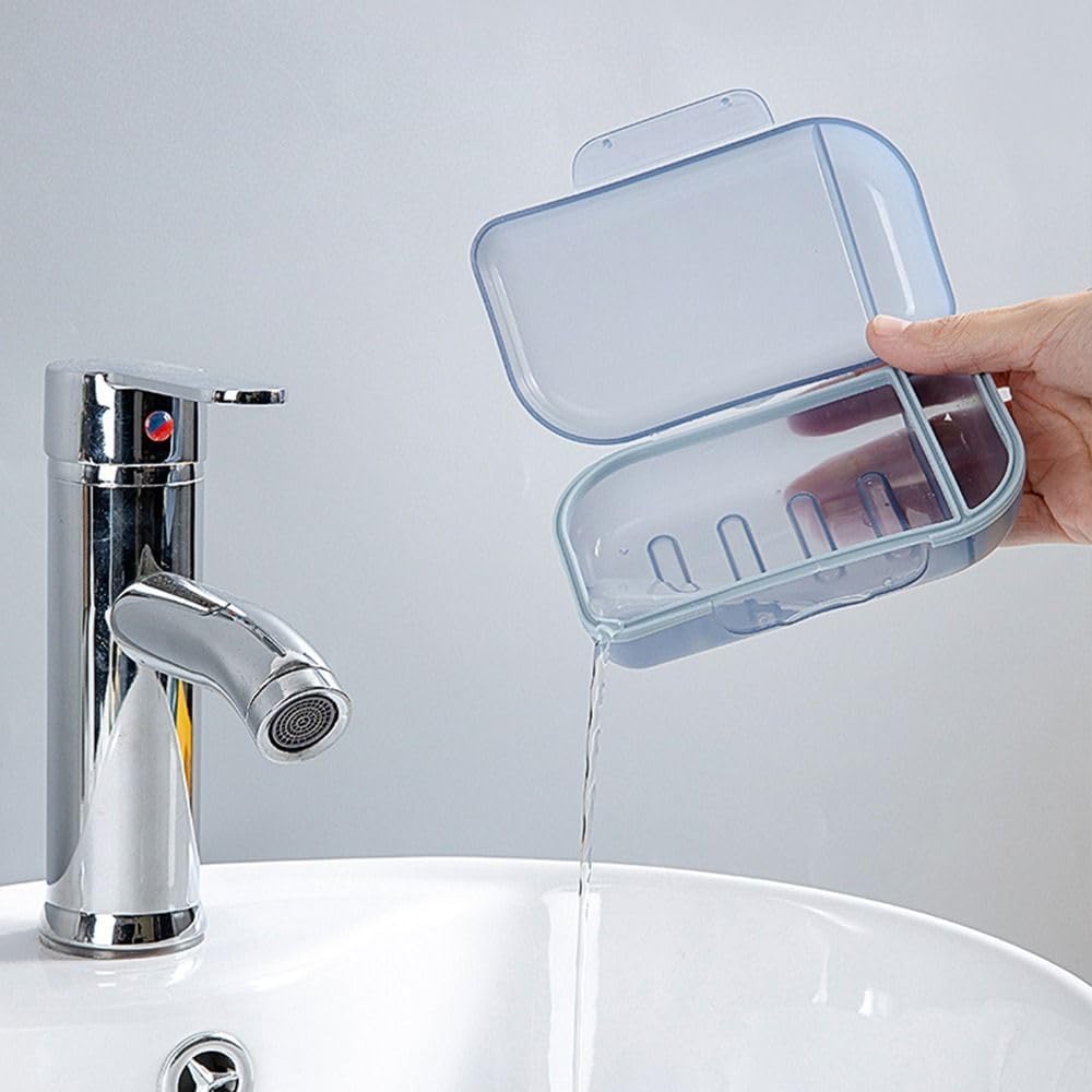 Square Soap Box with Lid - Durable PP and TPR Material