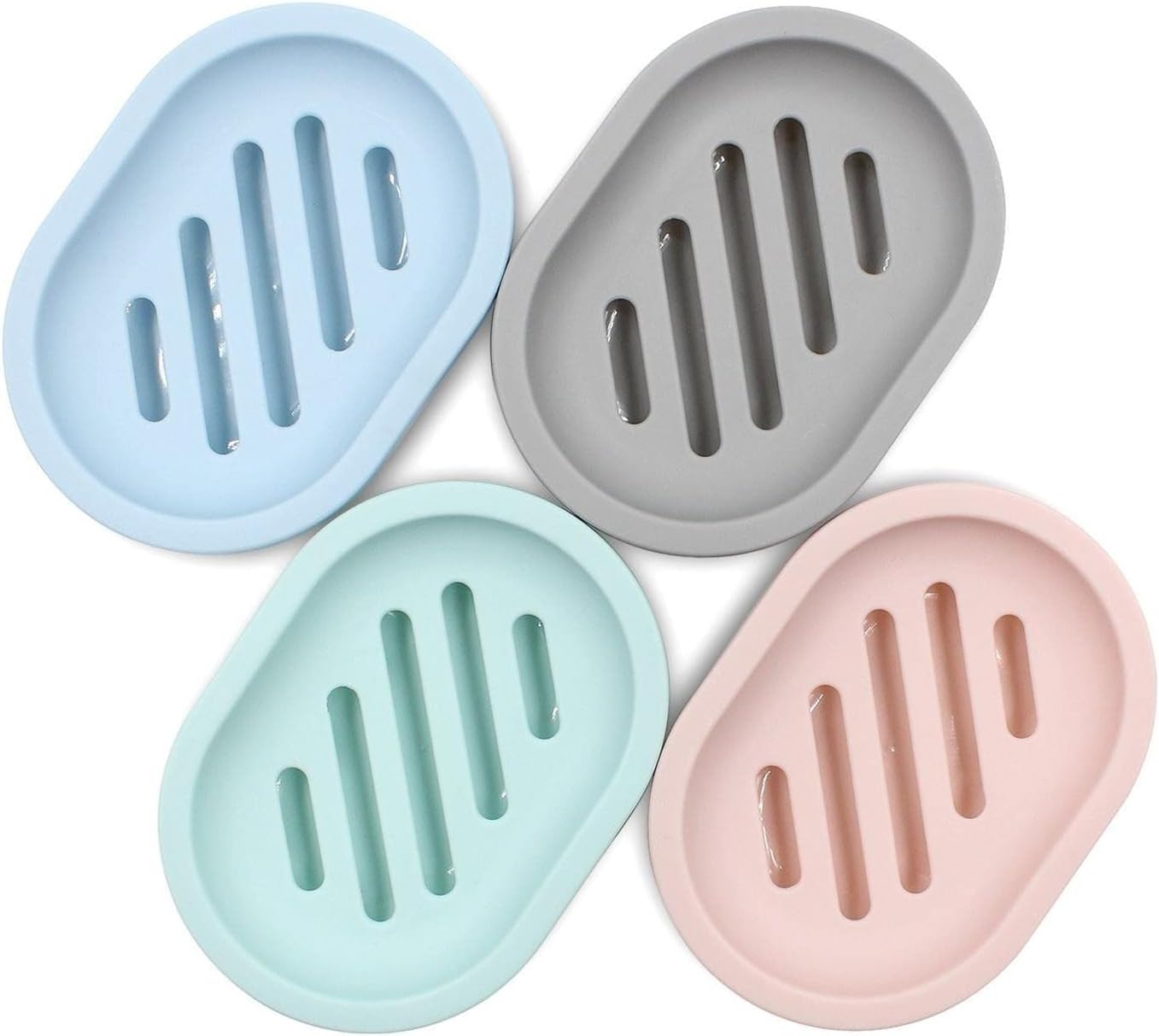 2PCS Draining Soap Dishes with Water Tray