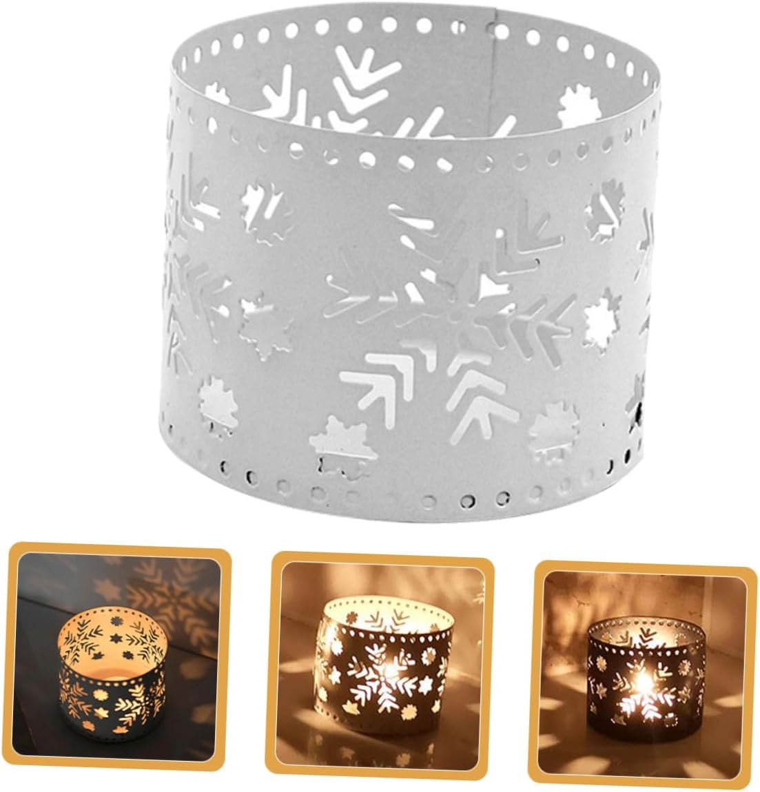 Snowflake Candle Holder Iron Hollow Christmas Decor Pen Holder