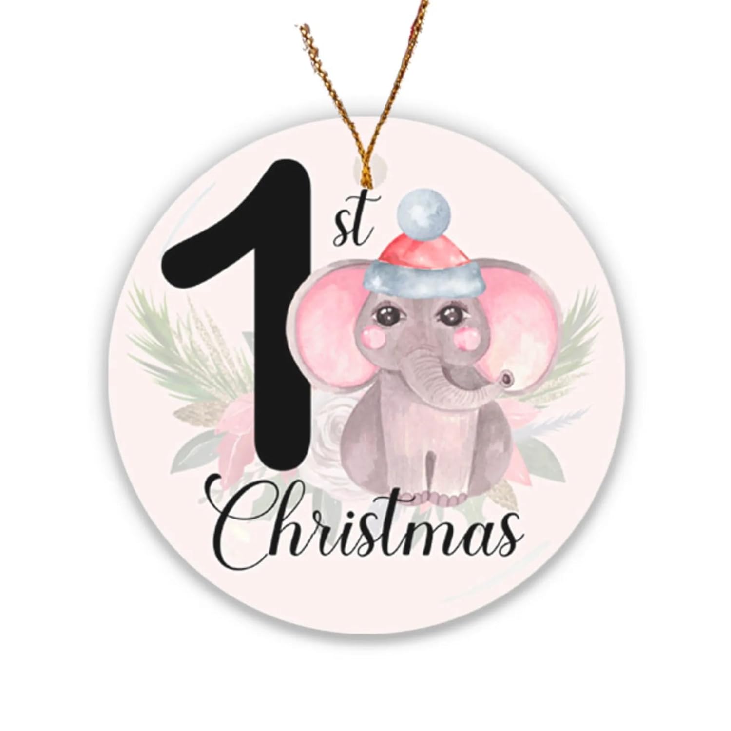 Baby First Christmas Ornament Elephant Girl 1st Christmas Decor