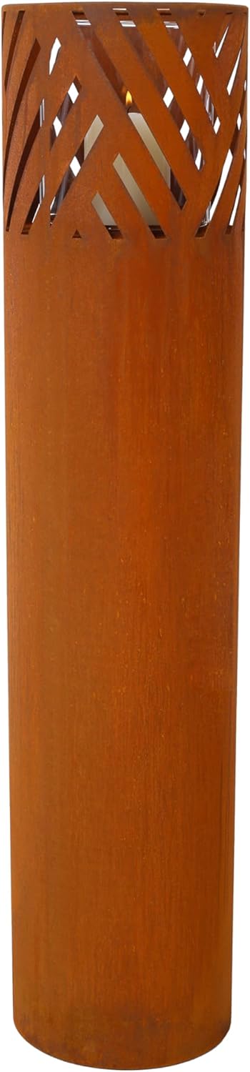 Strawberry Fairy Decorative Rust Lantern Columns Set of 2
