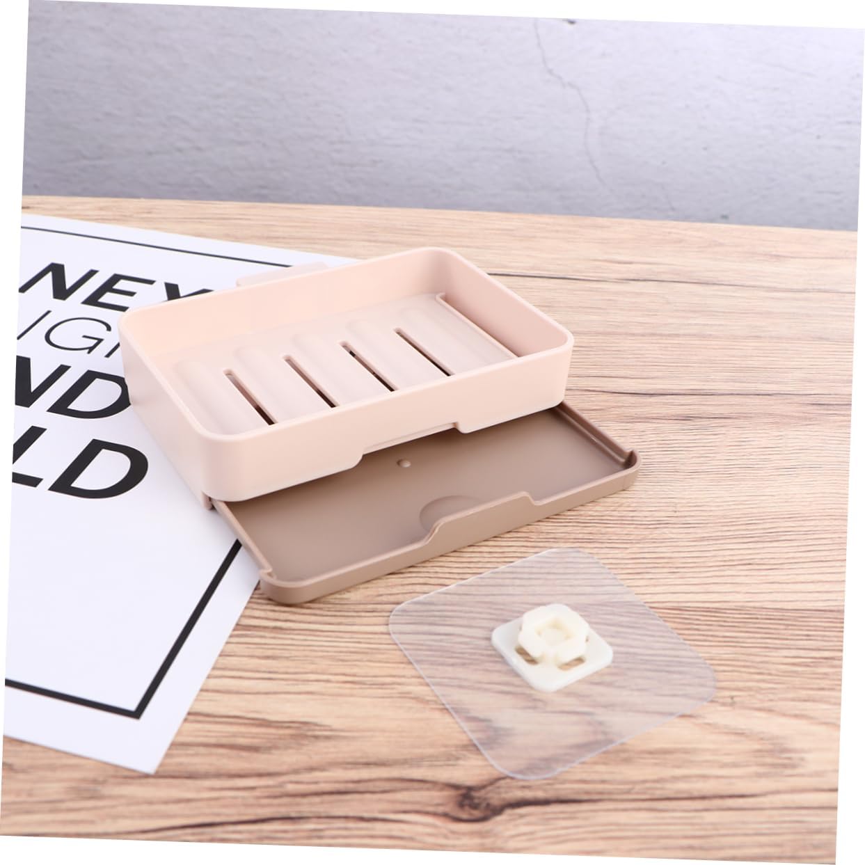 Wall-Mounted Khaki Soap Dish Holder Single Layer Draining