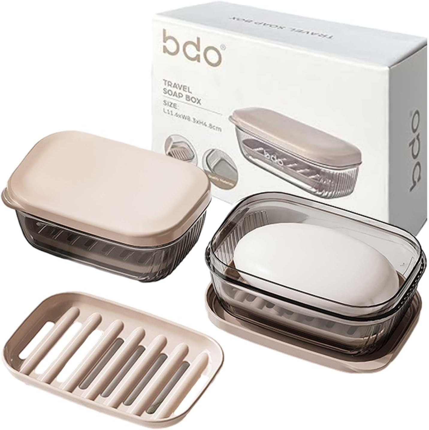 Leakproof Travel Soap Container with Lid and Drainage Tray