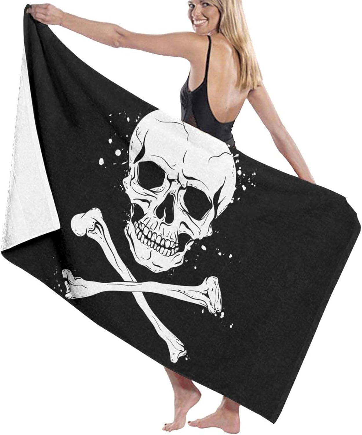 Crossbones Pirate Flag Microfiber Bath Towel - Unisex Quick Drying Beach Travel Towel