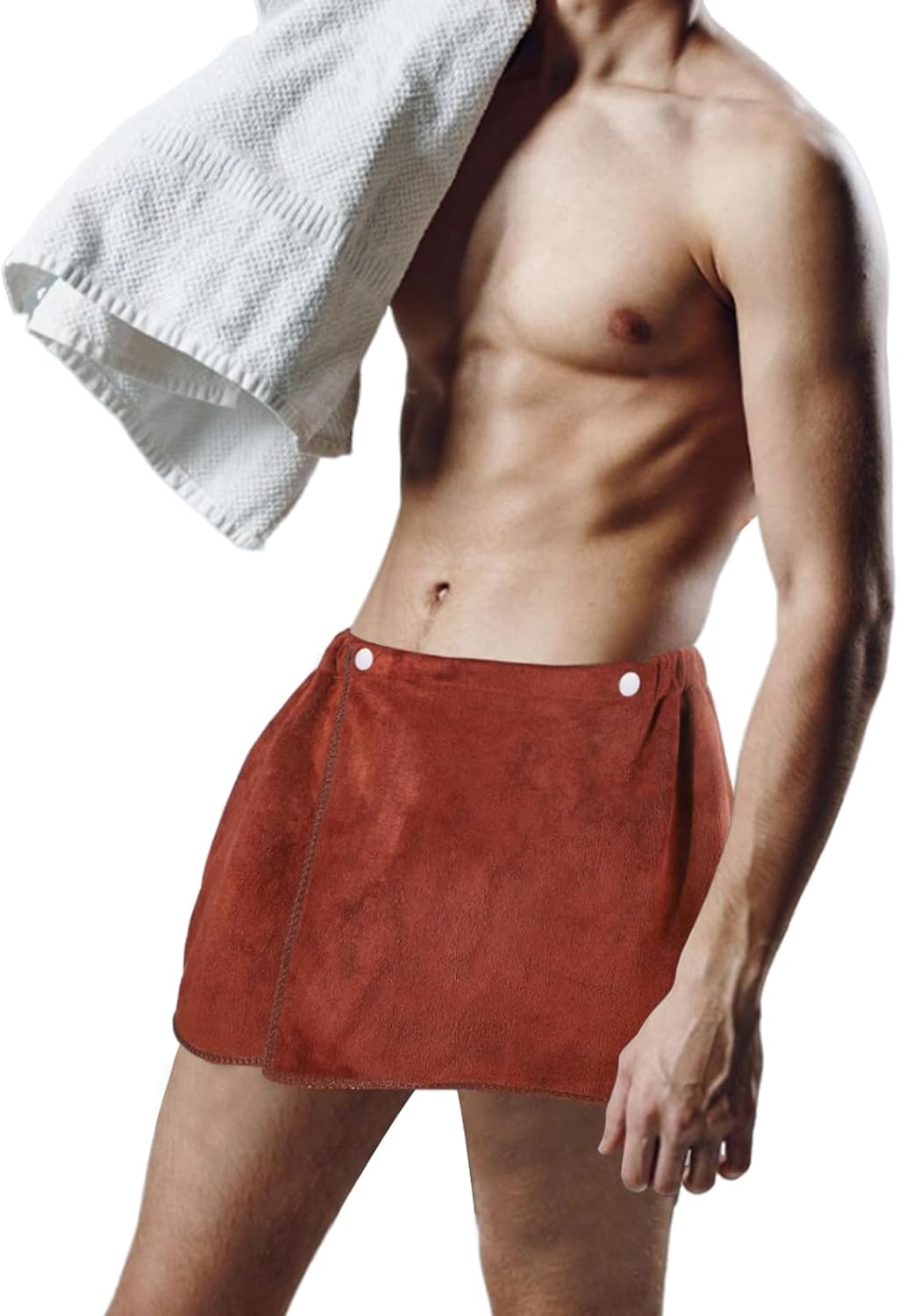 YumSur Mens Bath Towel Wrap Short Pants 2PCS