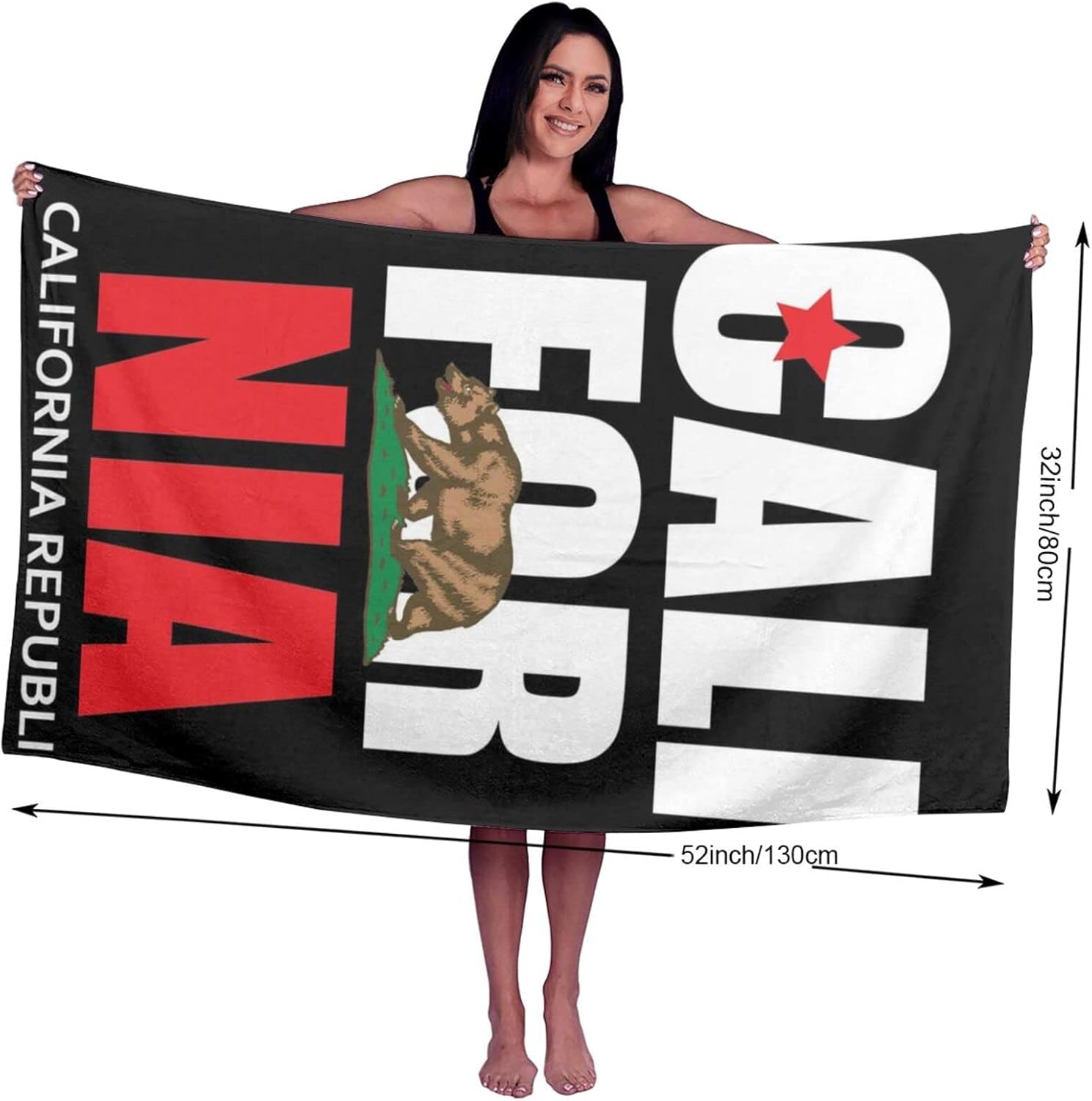 California Republic Flag Beach Towel - Soft Microfiber Packable Unisex