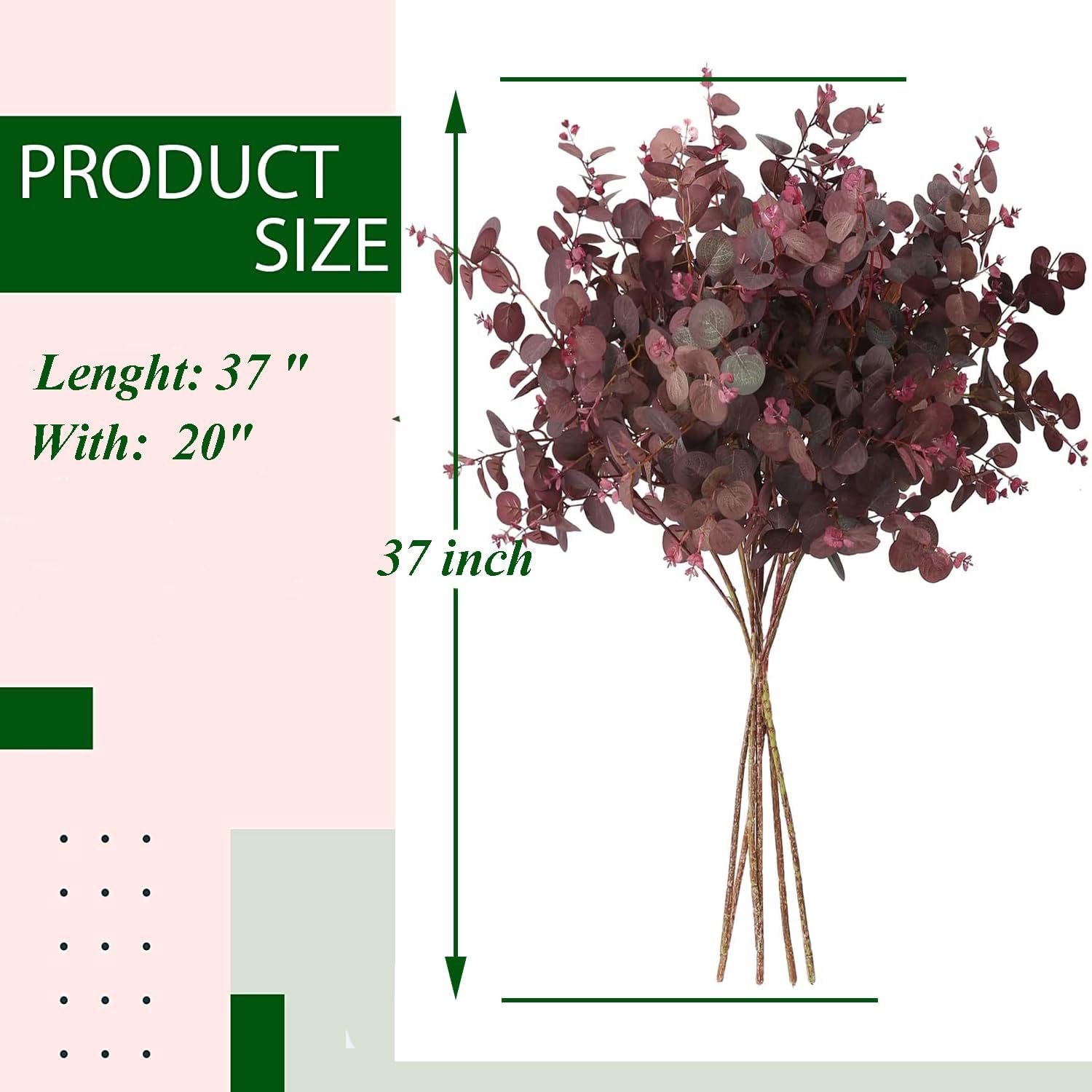 FUNORNAM 3Pcs Artificial Eucalyptus Leaves Stems for Home Decor