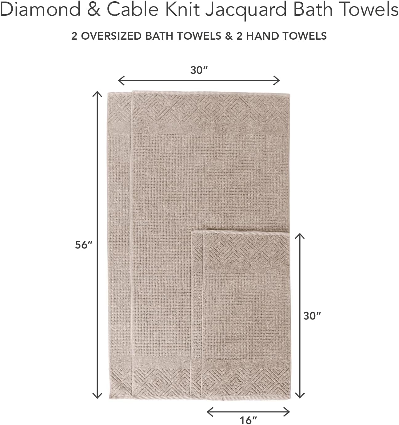 TexereSilk Organic Cotton Diamond Jacquard Towel Set - 700 GSM Ultra Soft Luxury