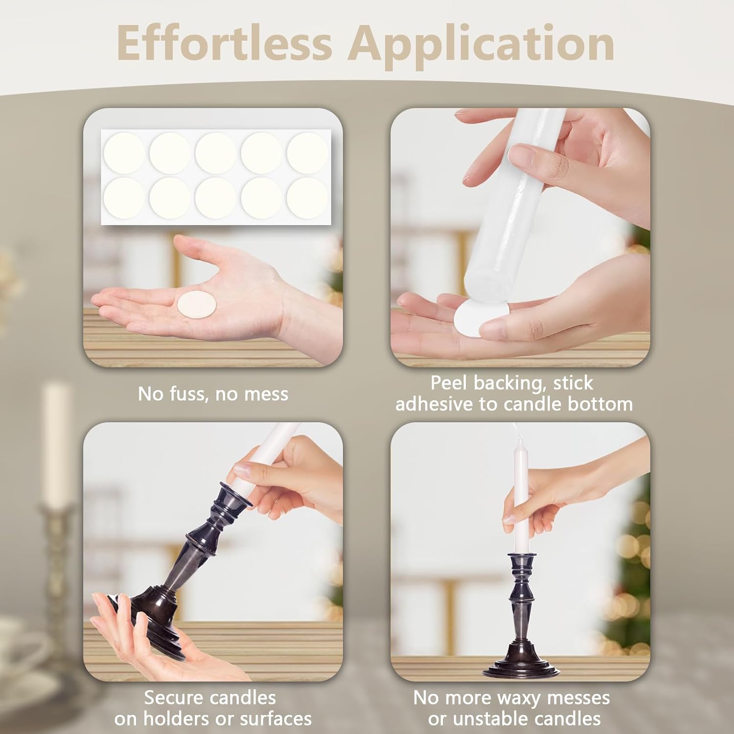YFANITI 50 Taper Candle Adhesive Inserts