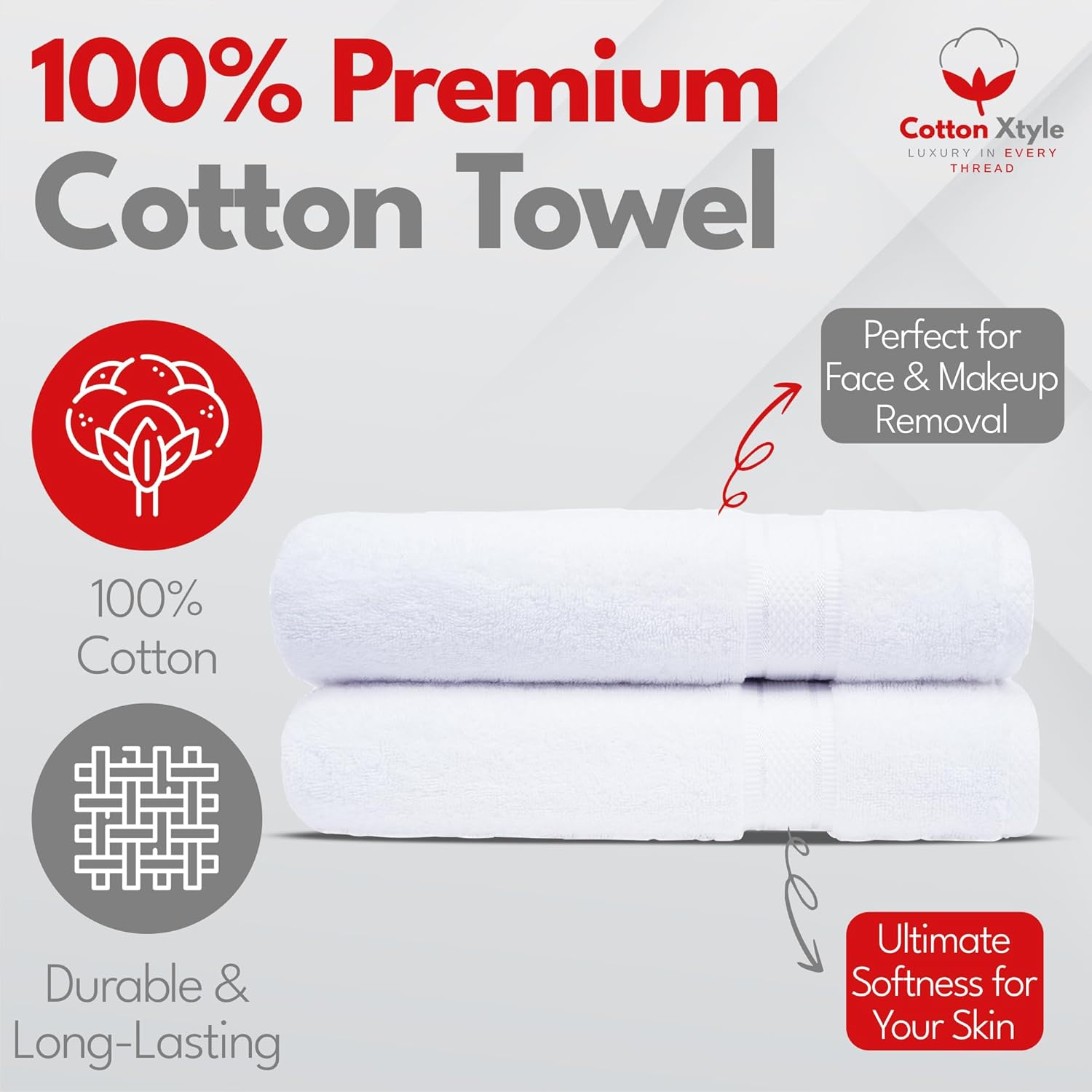 Cotton Xtyle Luxury 100 Cotton Bath Towels Pack of 2