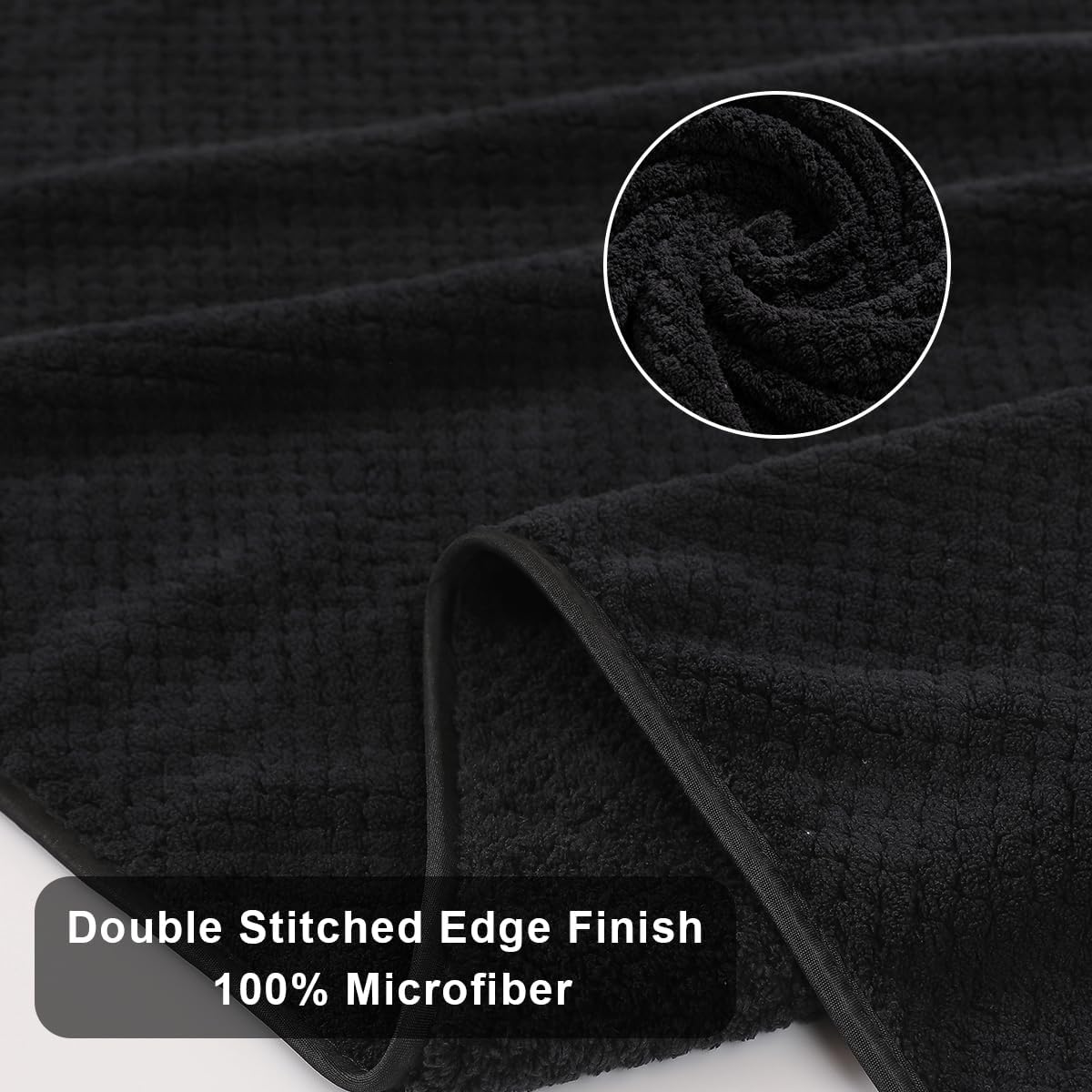 Hailea 4-Pack Black Bath Towels Set 35x70 Inches
