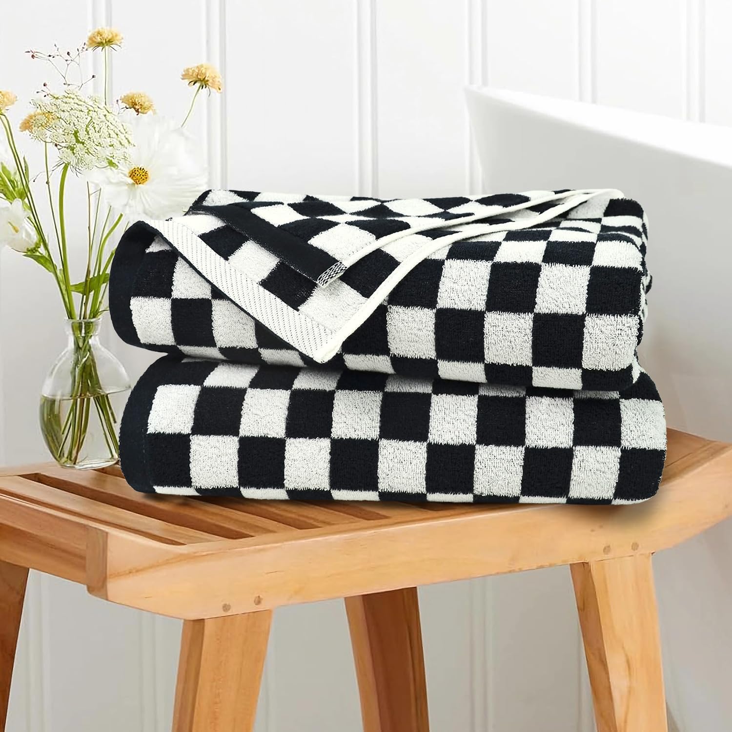 Jacquotha Checkered Bath Towels - 275 x 55 Set of 2