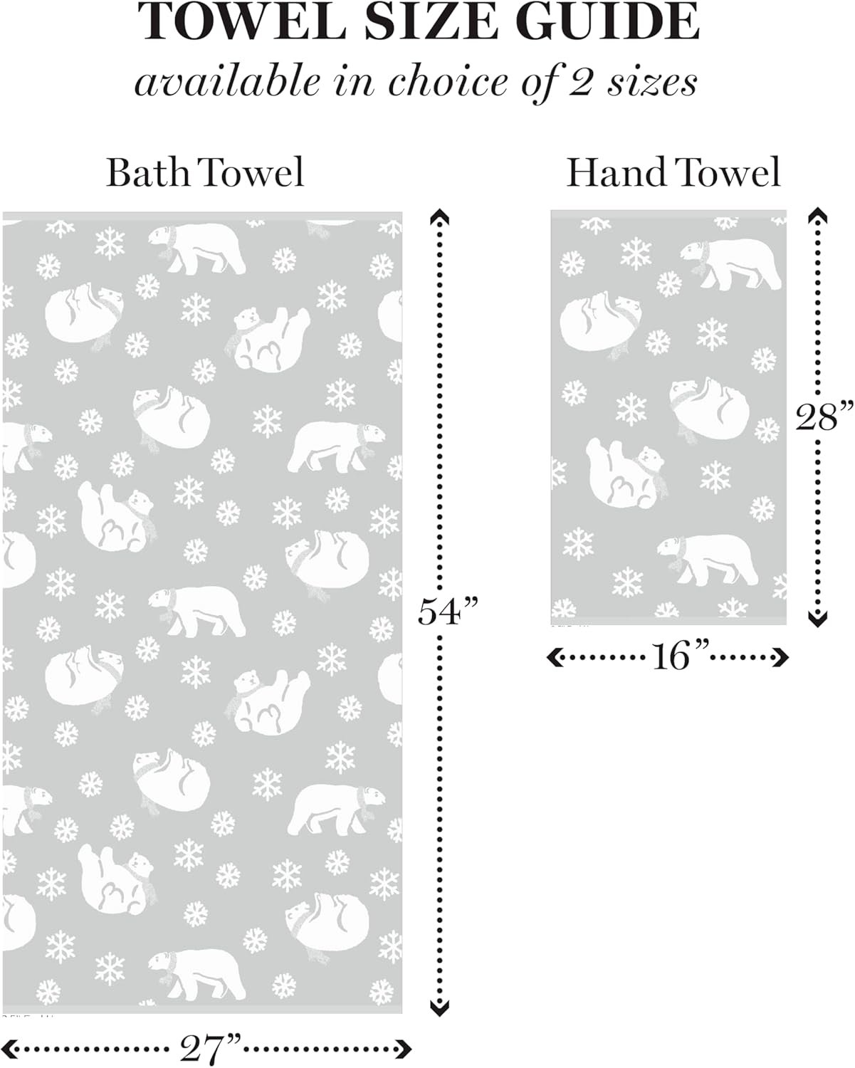 Martha Stewart Arctic Bears Holiday Bath Towels Set of 2 Gray White