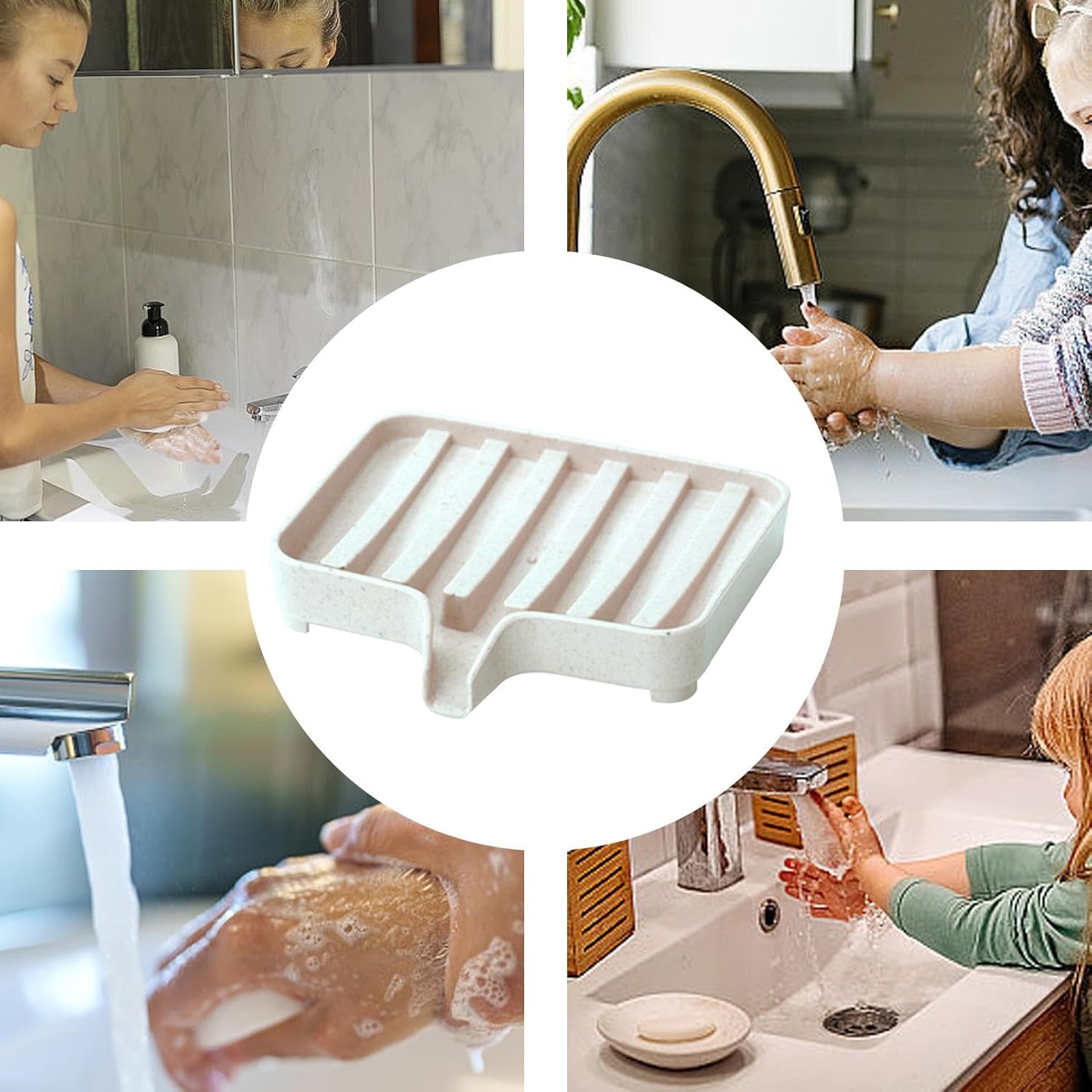 Bathroom Soap Holder - Self-Draining Double Layer Dish Keep Soap Dry Clean Beige