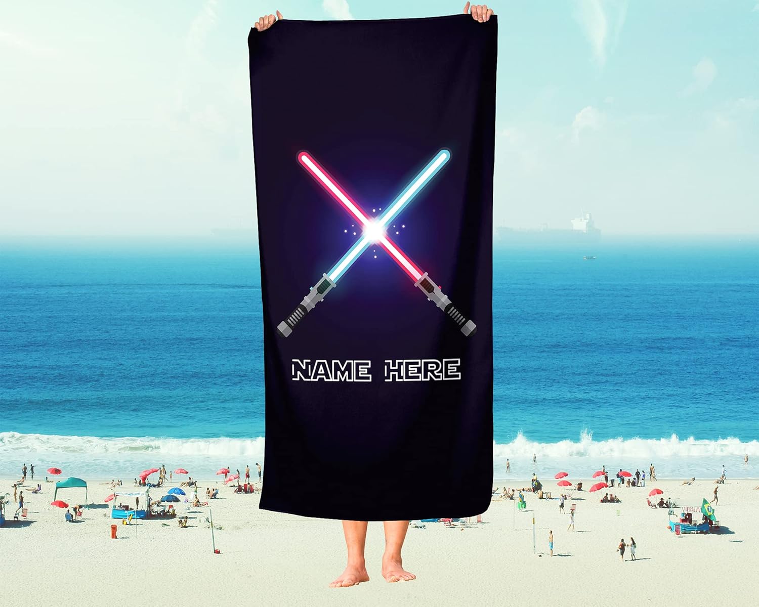 Personalized Lightsaber Towel for Kids - Custom 60x30 Bath Towel