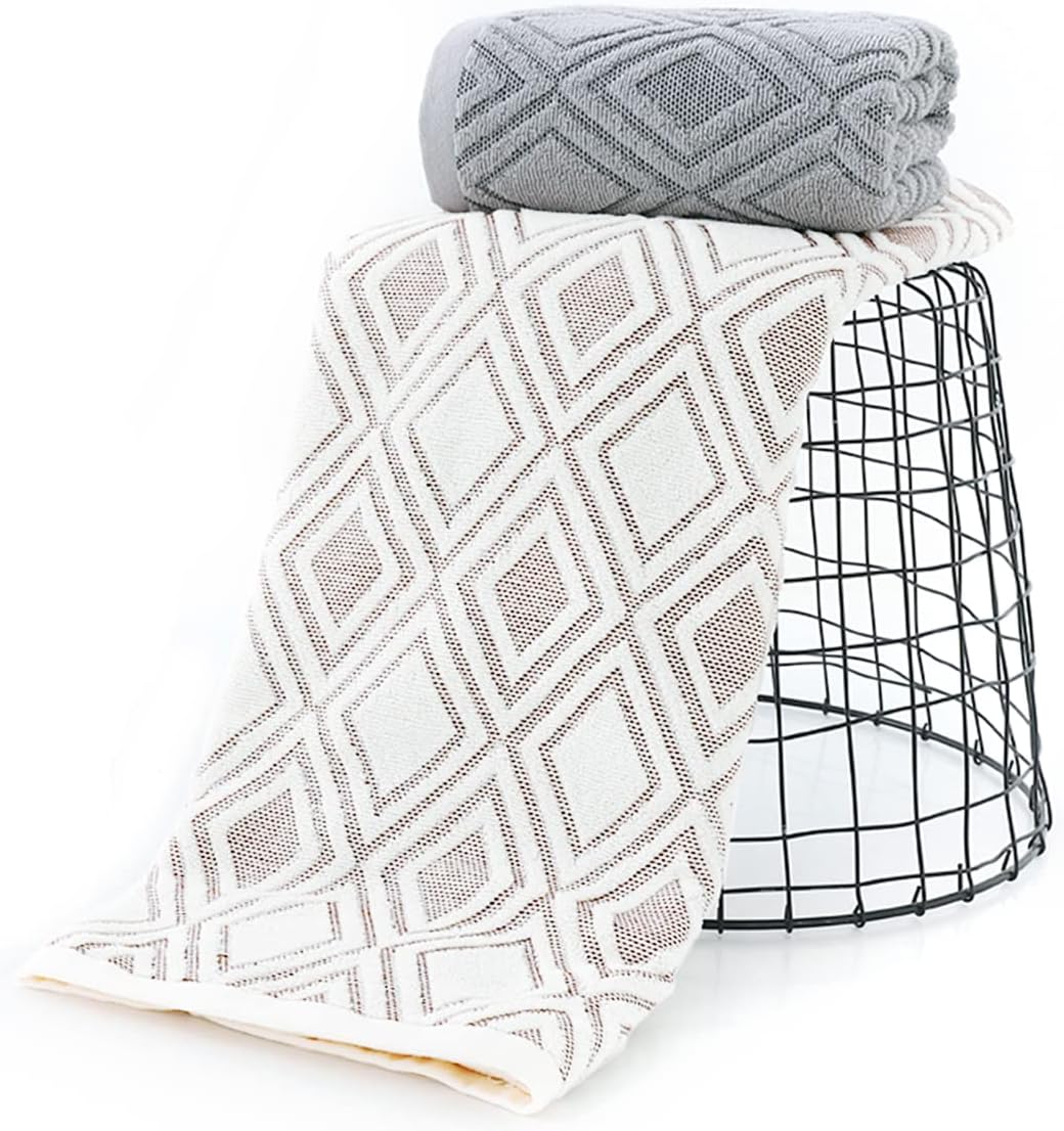 Pidada Bath Towel Diamond Pattern 100 Cotton Soft Absorbent Towel