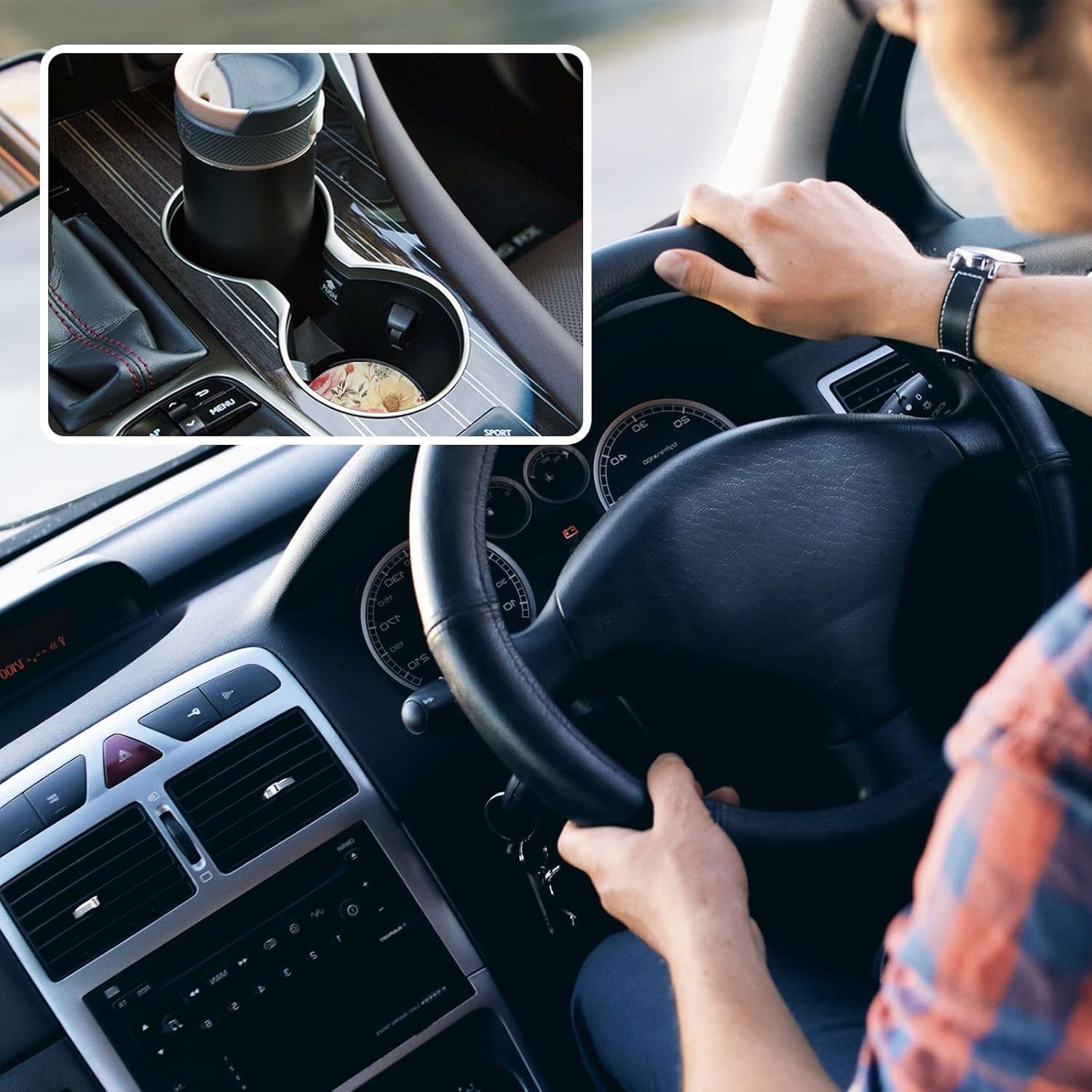 Takiito Flowers Car Cup Holder Coasters 2 Pack 1