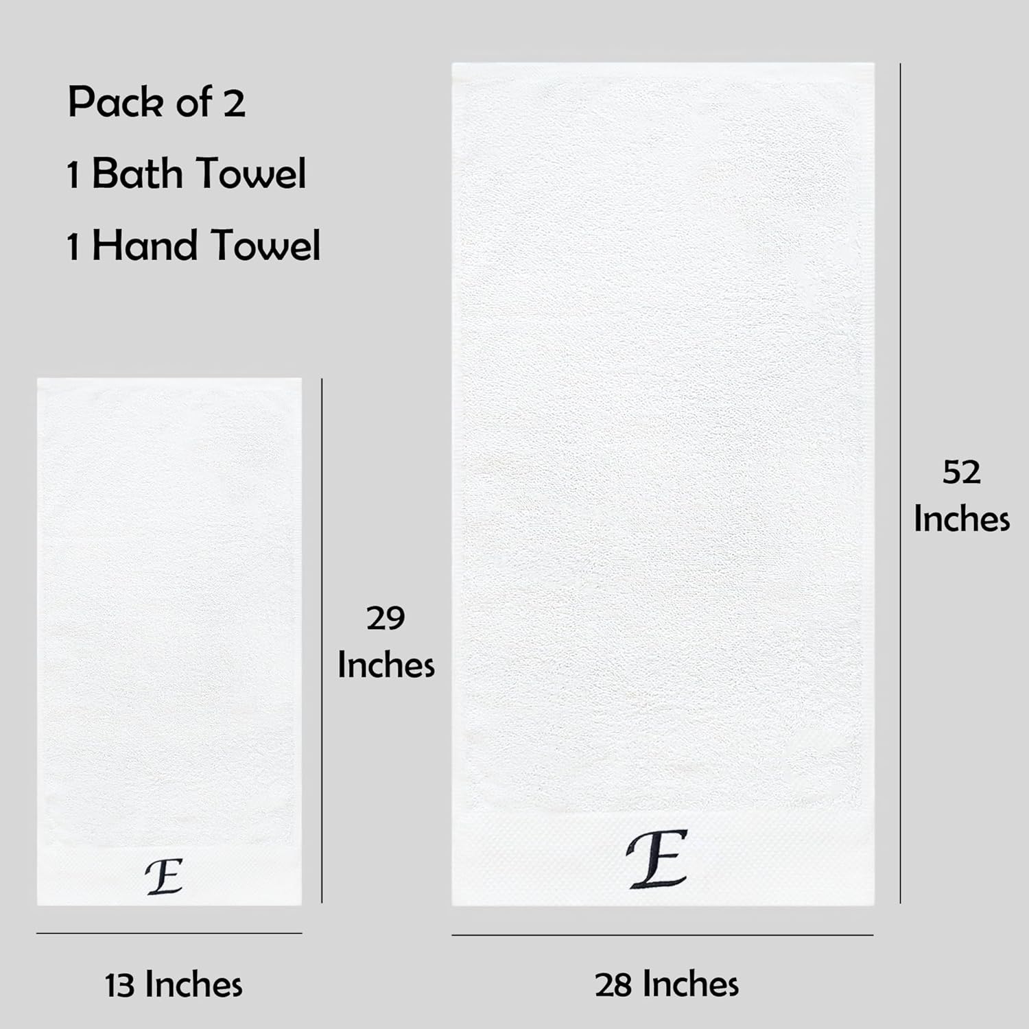 Luxury Monogrammed Towels Set - 2 Pack with Christmas Packaging