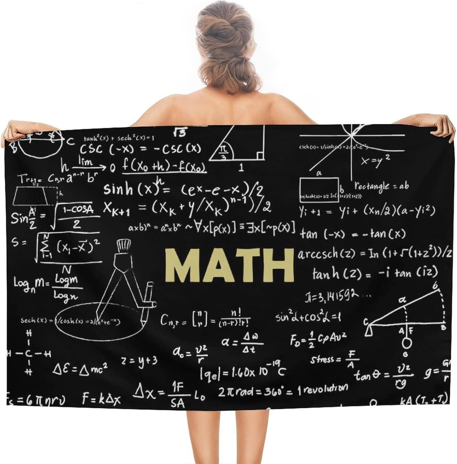 Jawuekax Beach Towel with Math Designs