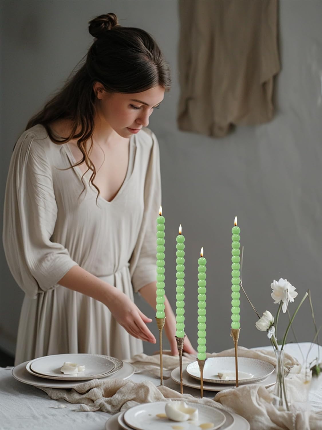 LPUSA Taper Candle White Spiral 75inch Set of 4