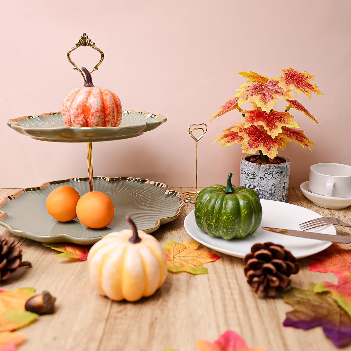 8 Inch Artificial Maple Leaves Potted Plant Decoration