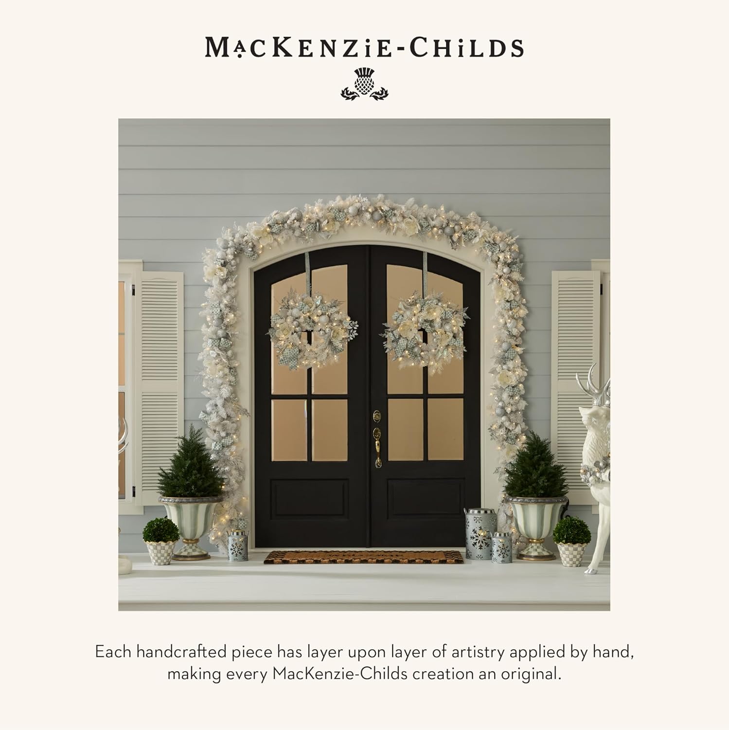 MACKENZIE-CHILDS Snowflake Galvanized Lantern 9 Inches