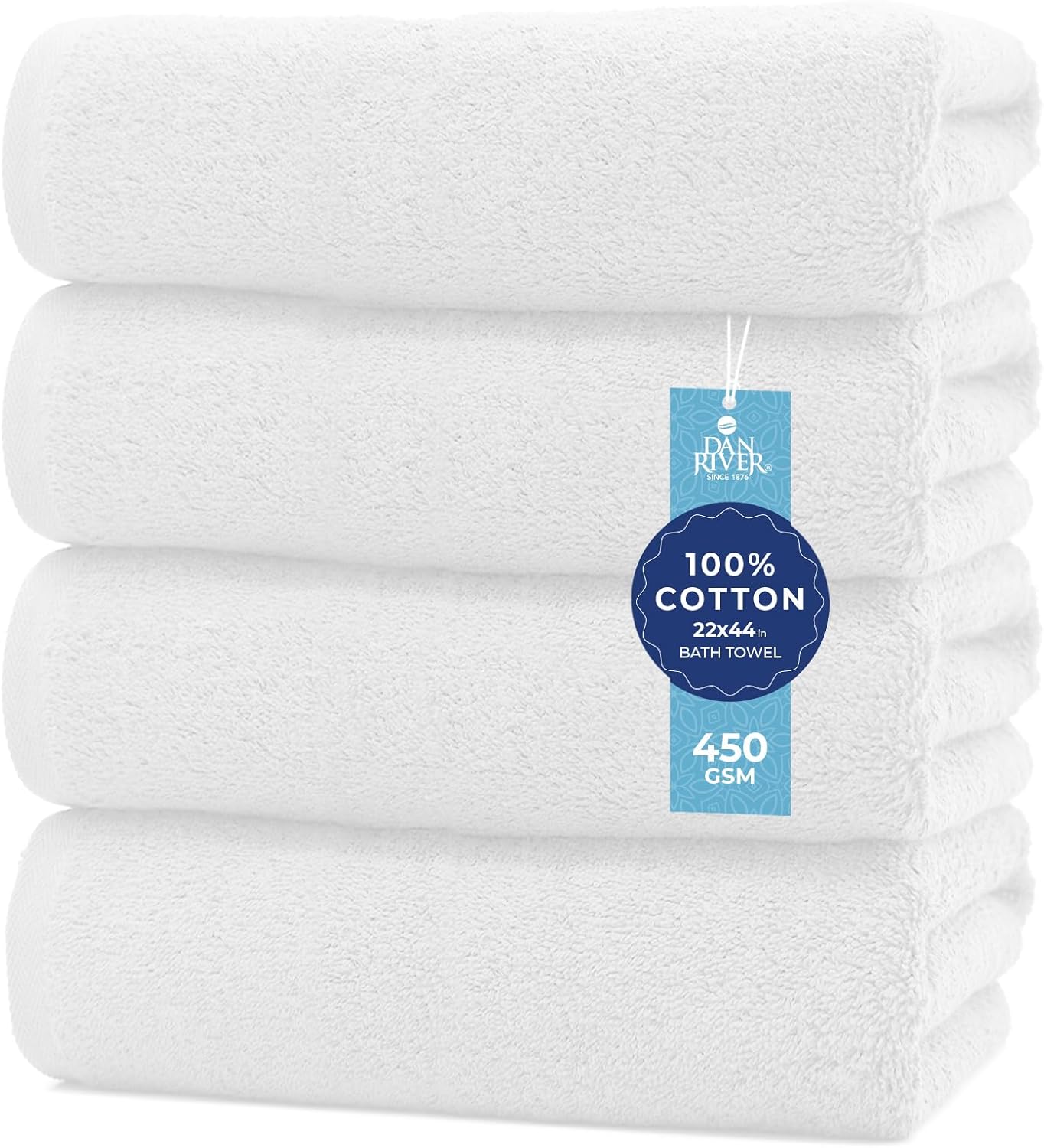 DAN RIVER 4 Pack Bath Towels 22x44 Inches